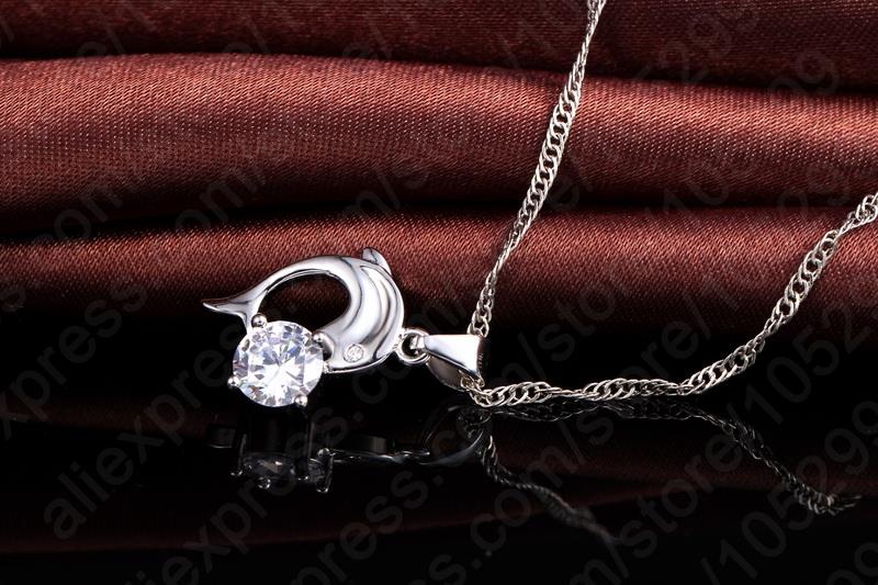 Trendy Dolphine Pendant 925 Sterling Silver Fine Jewelry Necklace Earring For Women Wedding Set