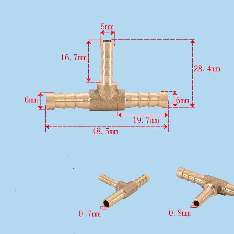 Brass Pagoda Barb Pipe Fittings Equal / Variable Diameter 3 Way T-type 4mm 5mm 6mm 8mm 10mm 12mm 14mm 16mm Oil / Water / Gas: OD 6-5-6