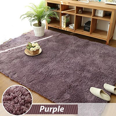 Living Room Carpet Bedroom Mat Soft Plush Tatami Mat Simple Baby Thicken Bedside Bed Front Bedroom Coffee Table Rug: purple / 100cm x 200cm