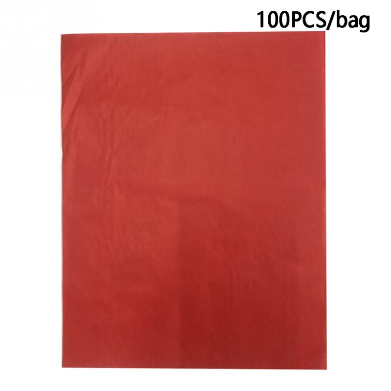 100 pcs Reusable Carbon Transfer Paper Cross Stitch Tracing Paper Carbon Graphite Copy Paper for Home Office A4 Fabric Drawing: Red