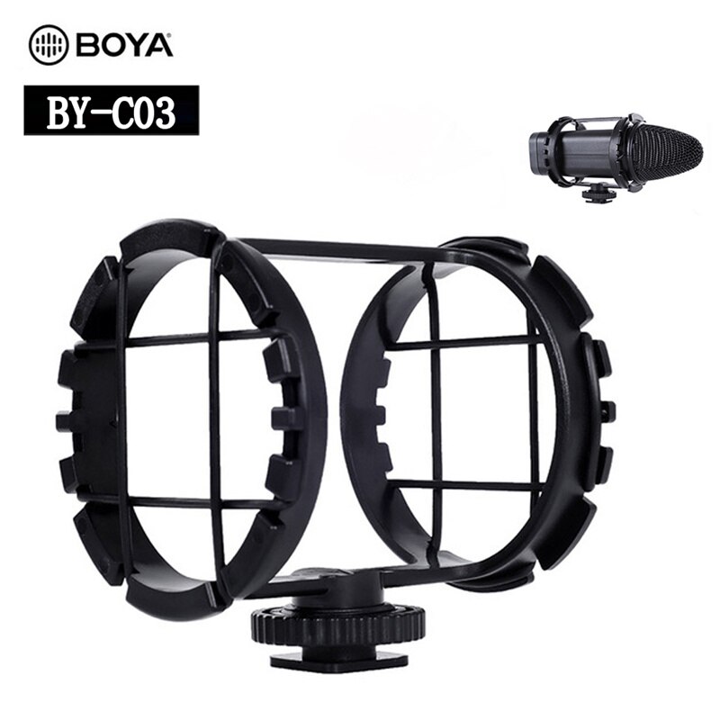 Microphone Shock Mount BOYA BY-C03 Shoe Shockmount for micorpohone 1" to 2" in Diameter BY-VM300PS BY-V02 Zoom H1 h1n Recorder