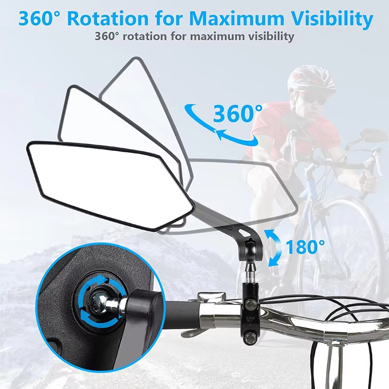 Reflector de espejo retrovisor para bicicleta, espejo de manillar giratorio ajustable, retrovisor transparente, accesorios para bicicleta y patinete eléctrico