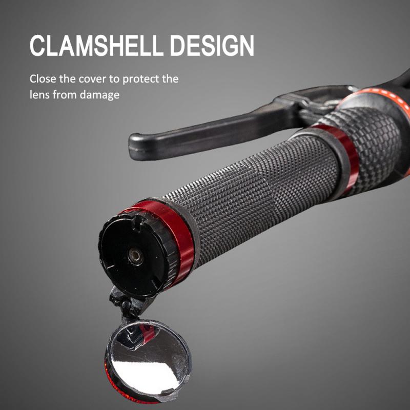 Mini 360 Graden Draaibare Fiets Achteruitkijkspiegel Met Waarschuwingslampje Mtb Racefiets Stuur Spiegel Fietsen Accessoires