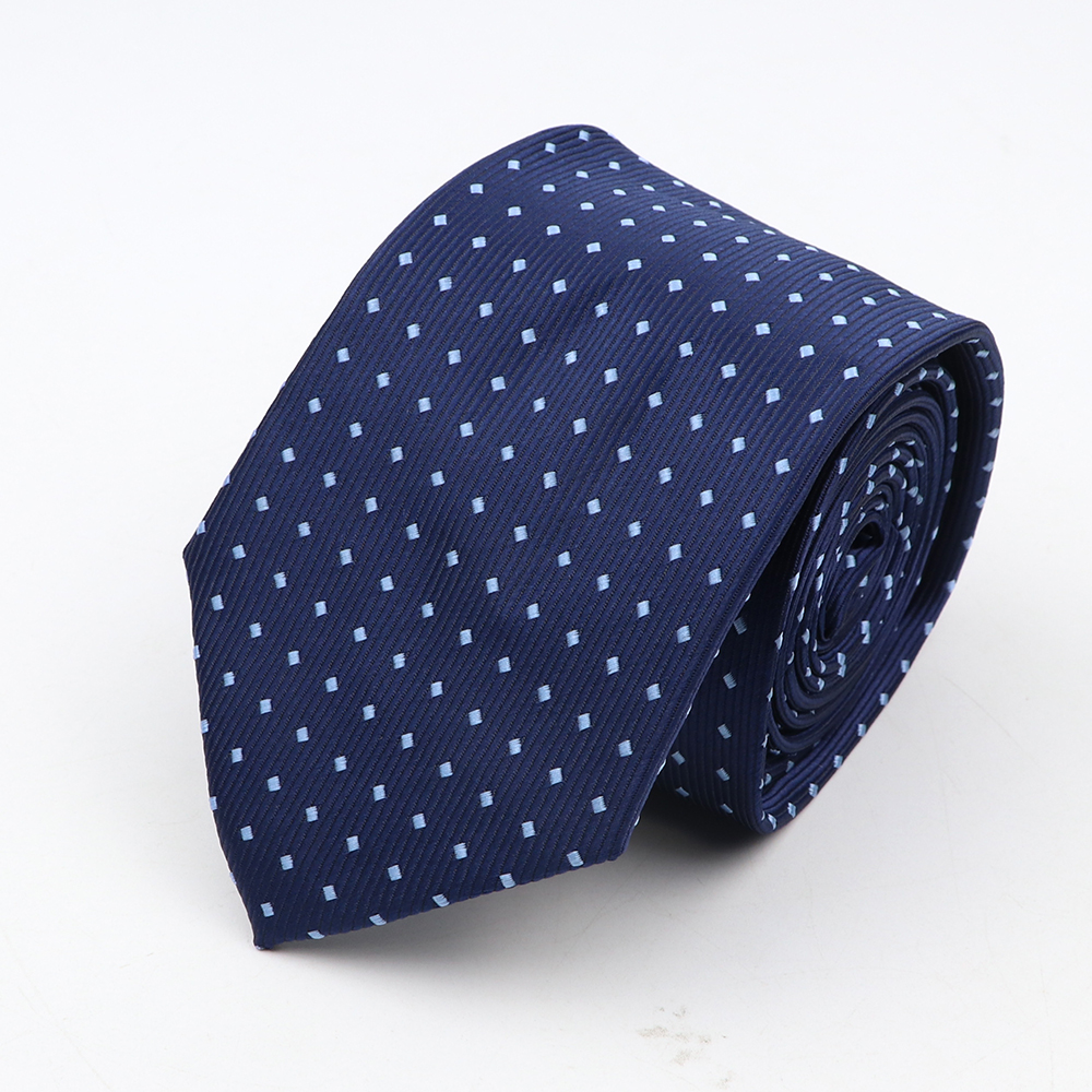 classique strié point cravates pour hommes Jacquard 7 cm Polyester cravate étroite maigre mariage marié affaires cravate costume chemise