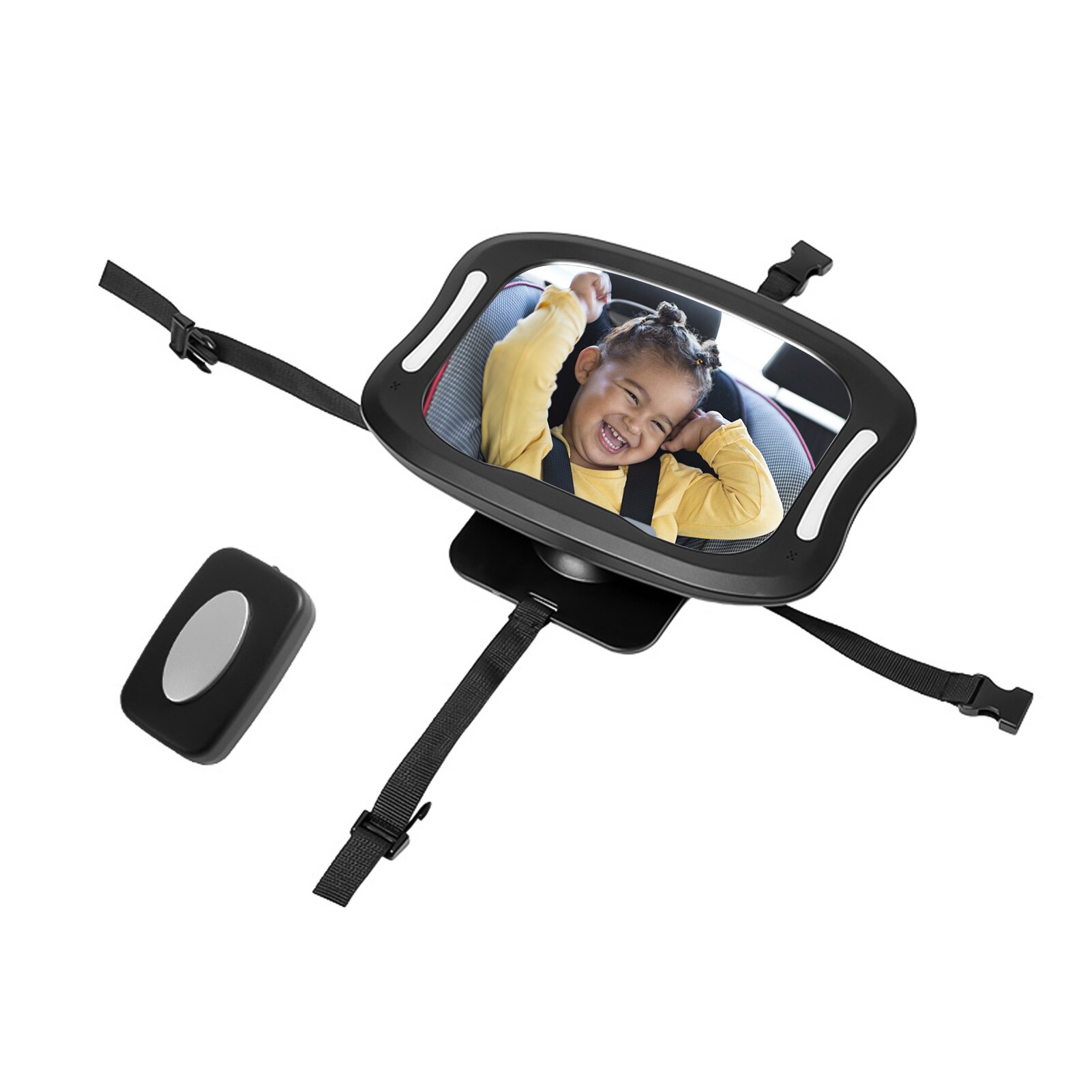Baby Achterbank View Spiegel Baby Auto Spiegel Onbreekbaar Acryl 360 ° Draaibaar Achteruitkijkspiegel Baby Spiegel Met Afstandsbediening Led Licht