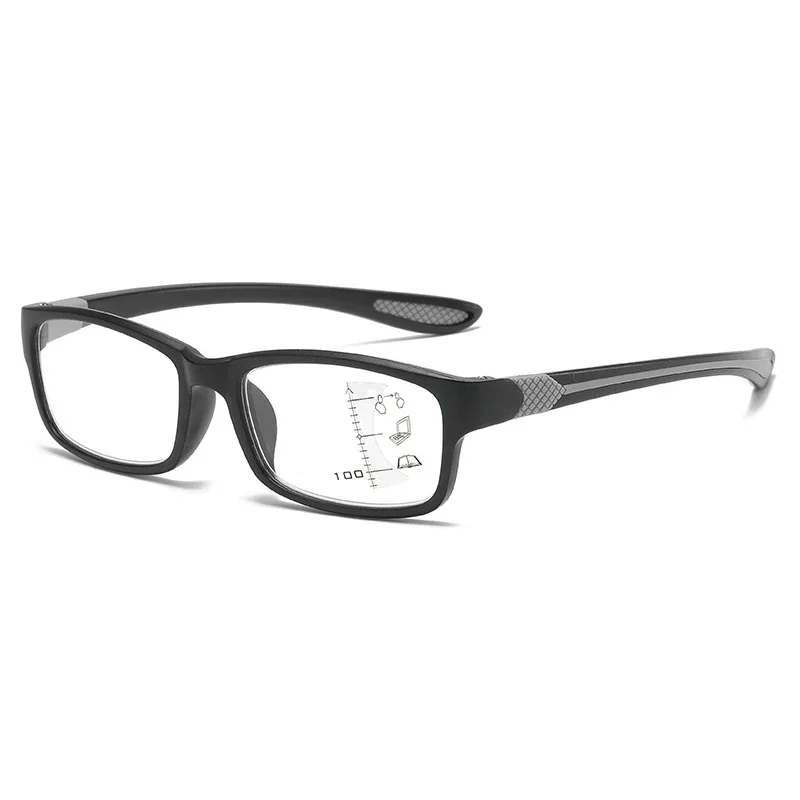 Gafas multifocales progresivas para hombre y mujer, lentes deportivas TR90 con montura, gafas de lectura Unisex clásicas cuadradas para presbicia cercana lejana: Verde / +200