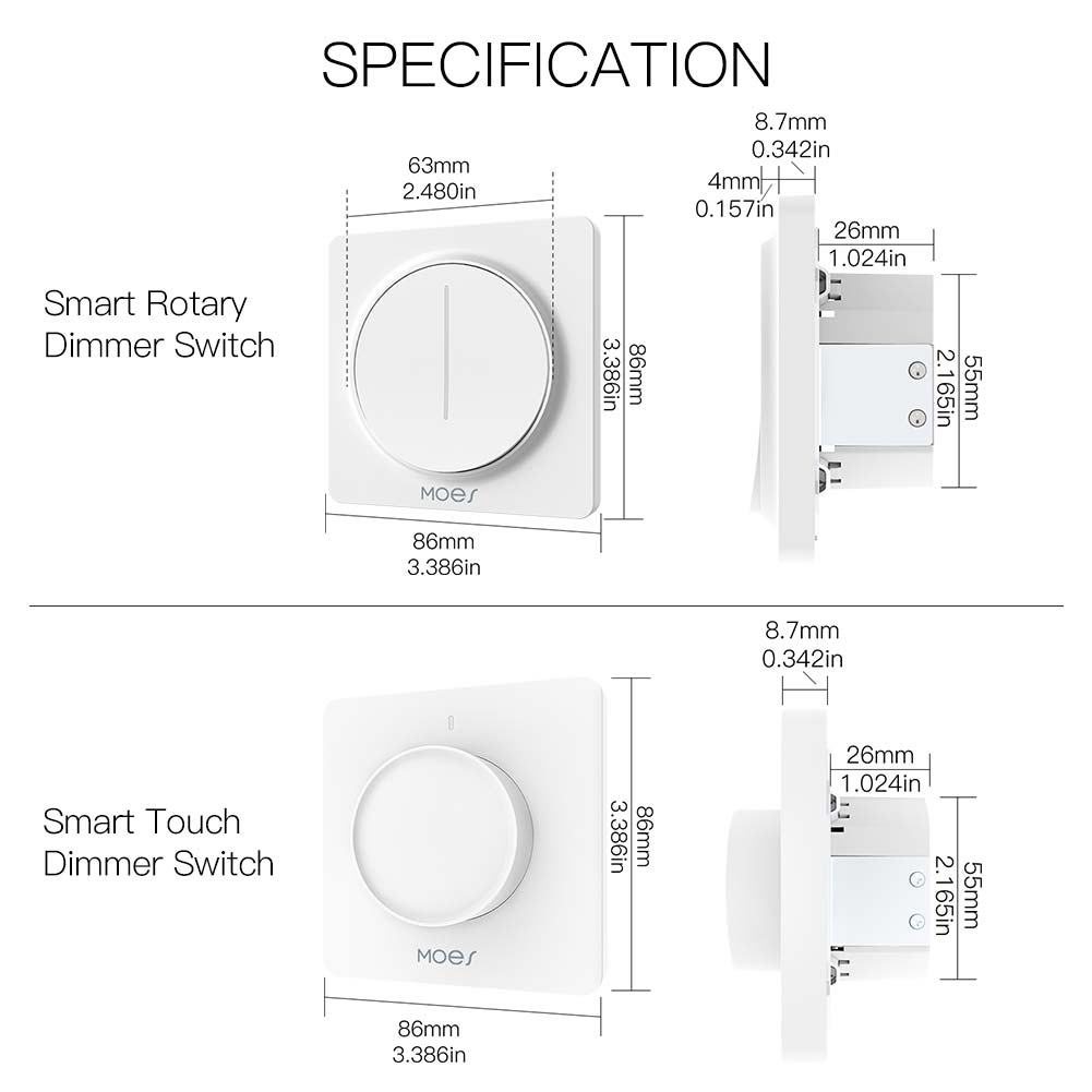 ZigBee Smart Rotary/Touch Light Dimmer Switch Smart Life/Tuya APP Remote Control Works with Alexa Google Voice Assistants EU
