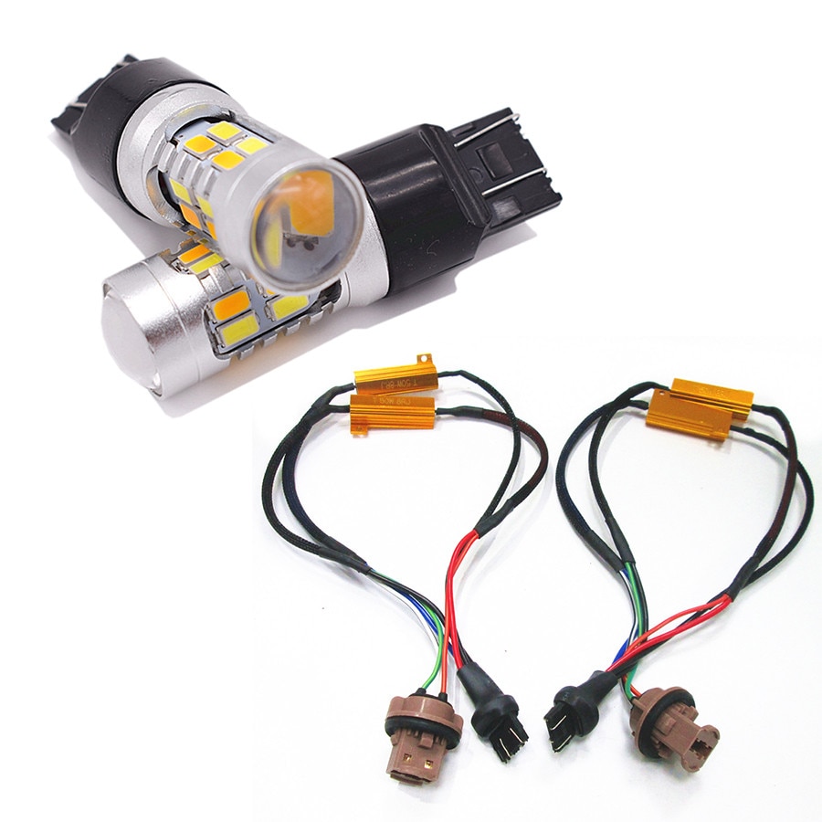 1 Paar 7443 20SMD 5730 Led-lampen Turn Brake Signal Light Switchback Wit/Amber Foutloos Richtingaanwijzer lampen