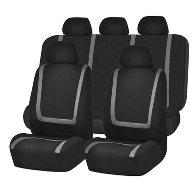 Fundas de asiento de automóvil de tela de lujo Universal 9 Uds. Accesorios de asiento de coche de seda de hielo súper transpirable: 9pcs Set Gray