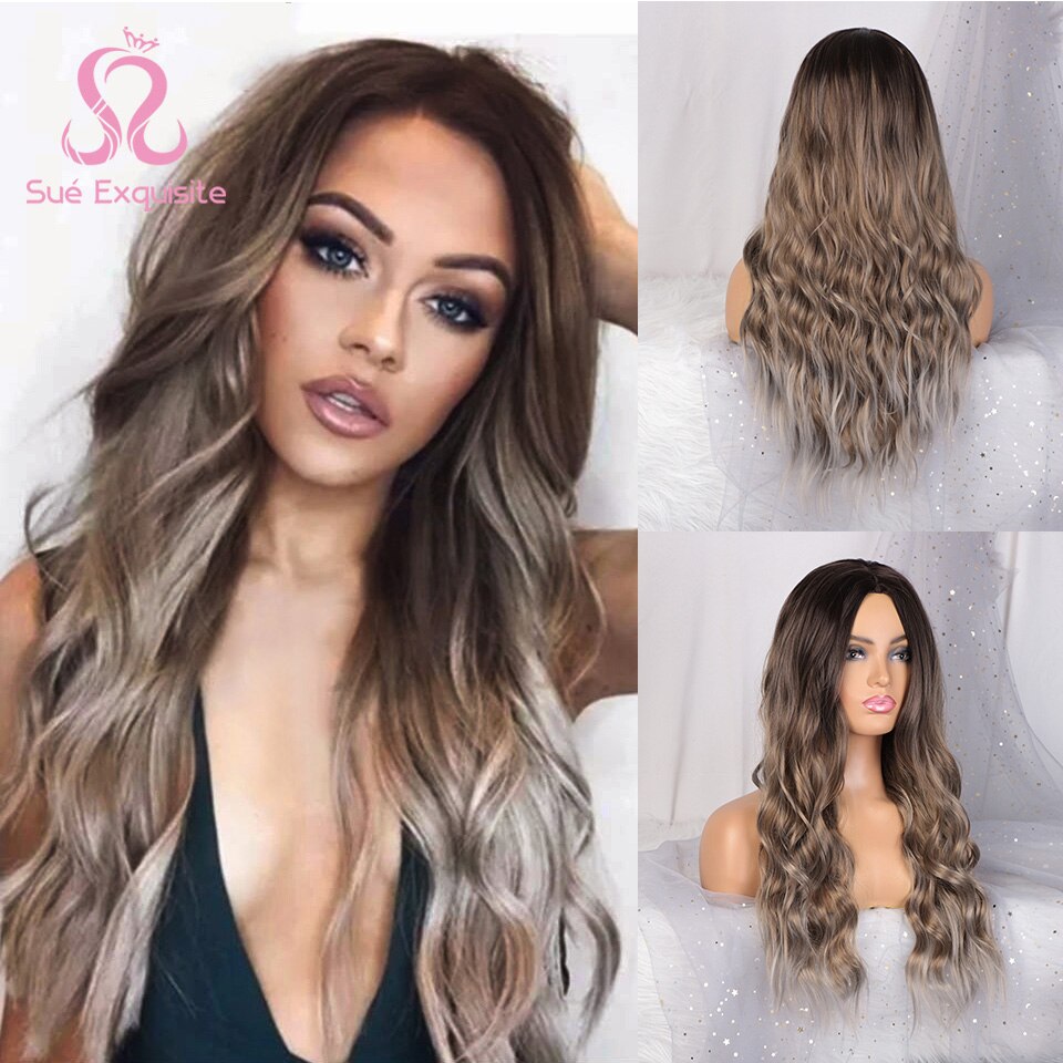 Pelucas bonitas de pelo largo ondulado para mujer, pelucas sintéticas de pelo medio resistente al calor para mujeres negras, pelucas de Cosplay: WL9360