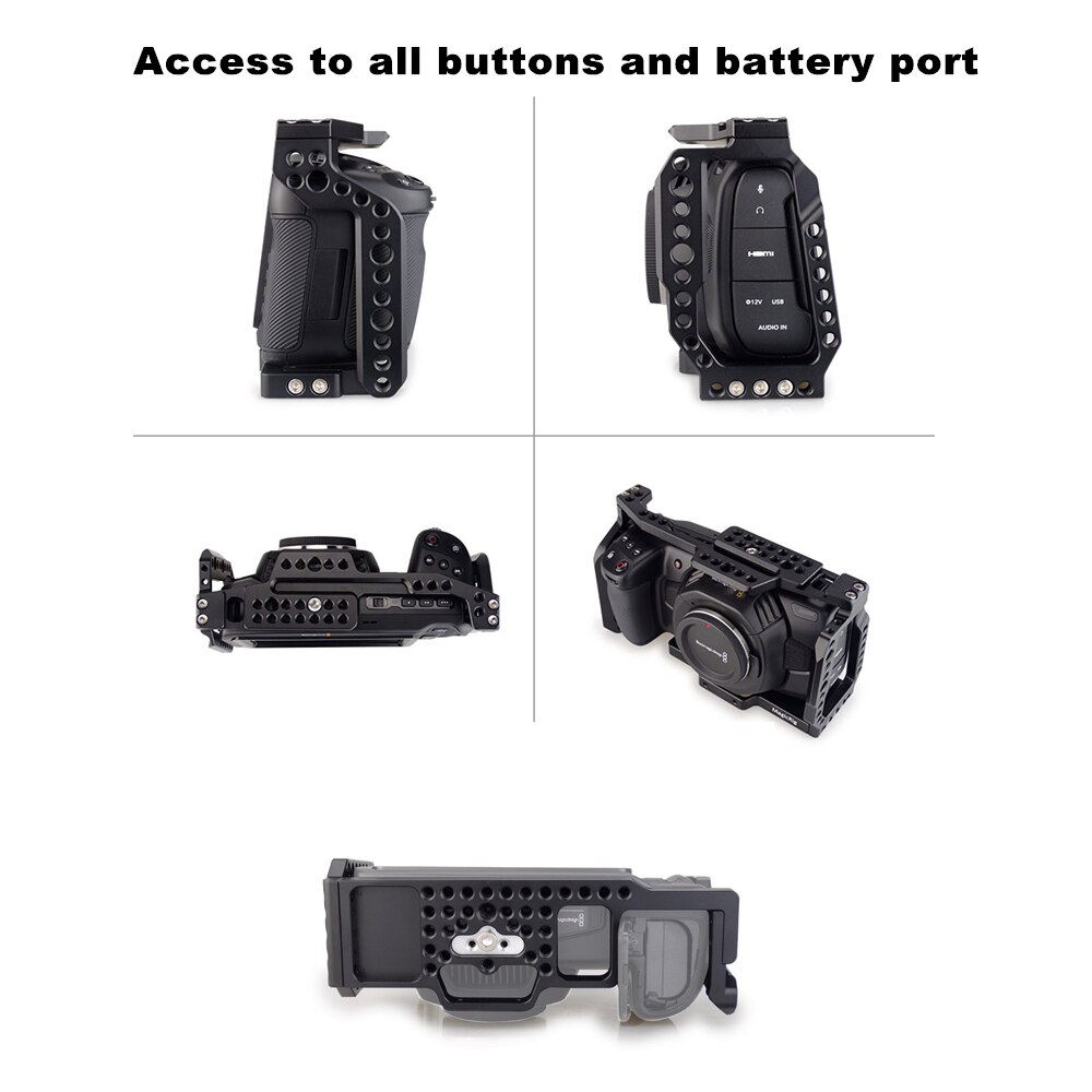 MAGICRIG BMPCC 4K Camera Cage for Blackmagic Pocket Cinema Camera BMPCC 4K /BMPCC 6K to Mount Microphone Monitor LED Light