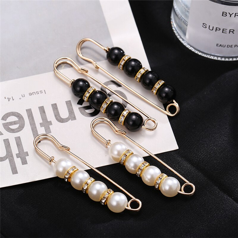 17KM-Alfileres de ropa de perlas Vintage para mujer, conjunto de broches con hebilla para vestido y pantalones, accesorios de tendencia, joyería,: CS5309214