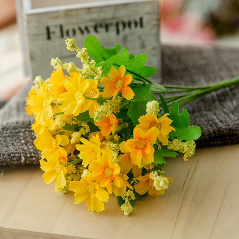 Jedwabne stokrotki Sztuczne kwiaty dekoracyjne, Bukiet ślubny DIY, Dom, Stół, Dekoracja biura, Śliczne, 1 szt., 3 szt., 5 szt.