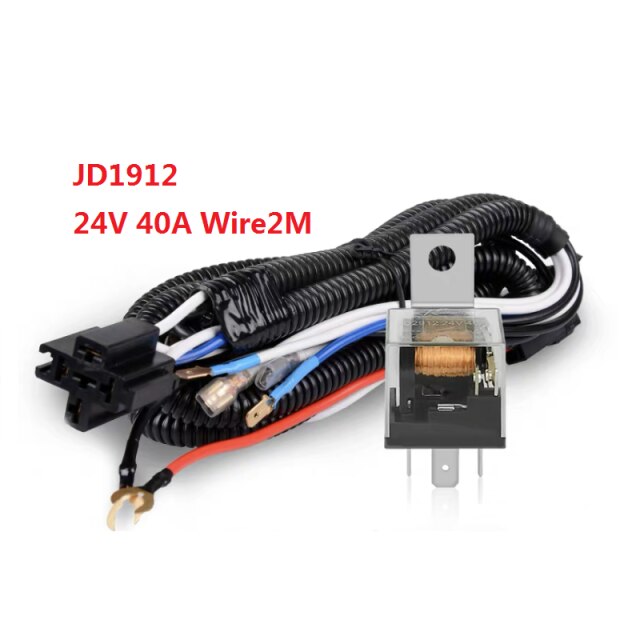 12/24V 40A Electric Horn Relay Wiring Harness Kit 5M Wire Waterproof For Grille Mount Blast Tone Horns motorcycle horn Wire: JD1912 24V 40A 2M