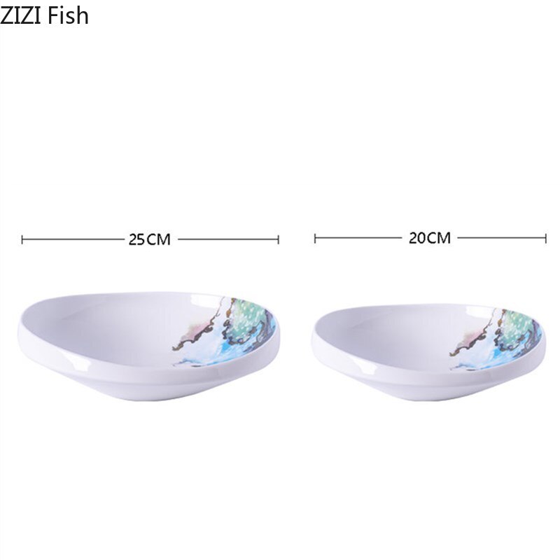 Nordic Style Ceramic Salad Plate Irregular Dinner Plate Restaurant Pasta Soup Plate Home Decoration Kitchen Tableware