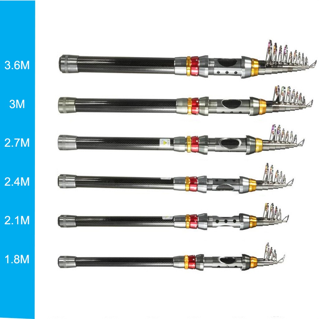 #60 1pcs 1.8m-3.6mPortable Super Light Carbon Fiber Fishing Rod Travel Retractable Rotating Fishing Telescopic Sea pole