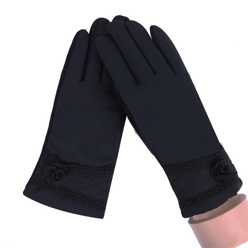 Frauen Casual Solide Voll-Finger Winddicht Touch 027A, 027C, 027D, 027E Bildschirm Unisex Bildschirm, warme Handschuhe: black027d