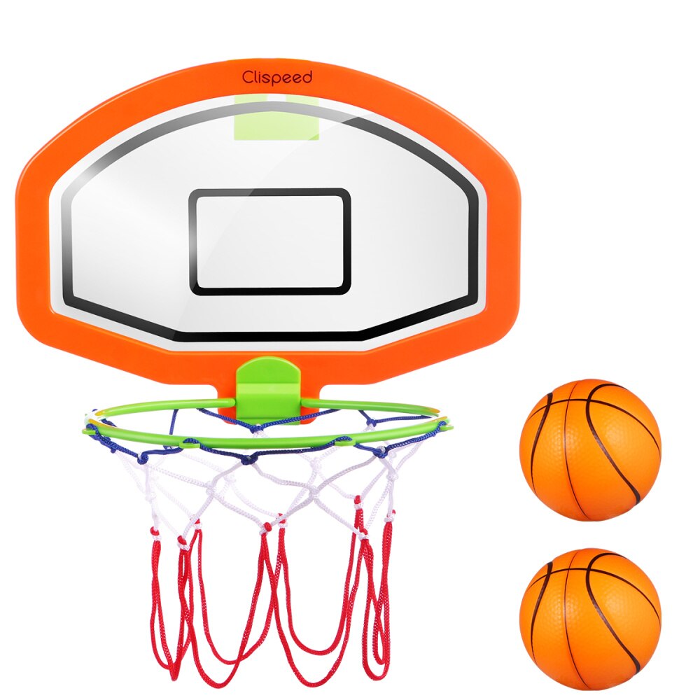 Clispeed Kids Basketball Hoop Set Cartoon Hanging Wall Mounted Mini Hoop with Net Portable Educational Indoor