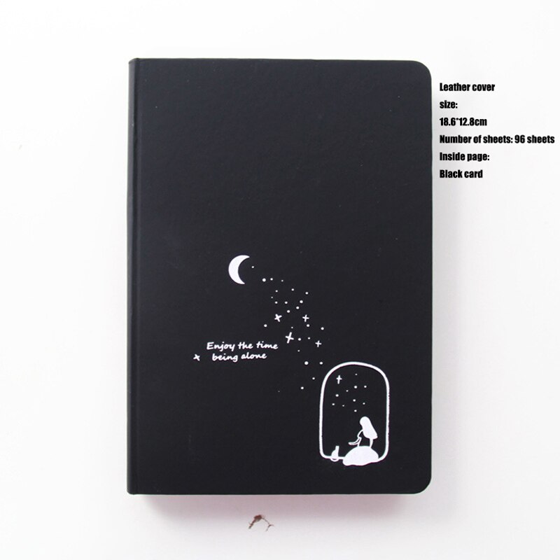 Black Star Notebook Hardcover Diary DIY Blank Black Paper Sketch Book 96sheets Notepad School Office Supply Papelaria: A