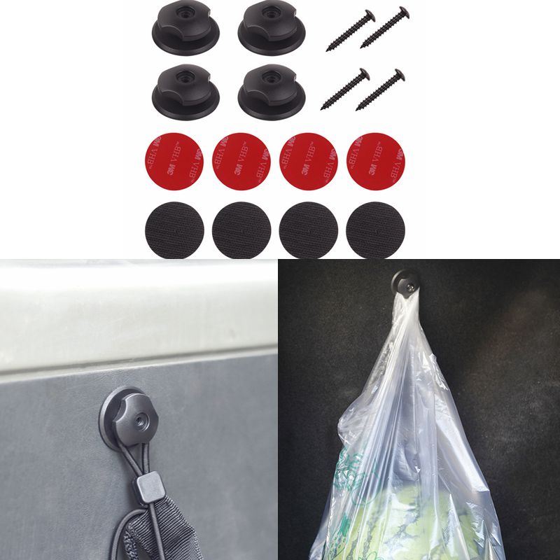 Crochet universel de coffre de voiture 4 pièces | Point de montage, organisateur de coffre de cargaison arrière crochet de quincaillerie pour bagages