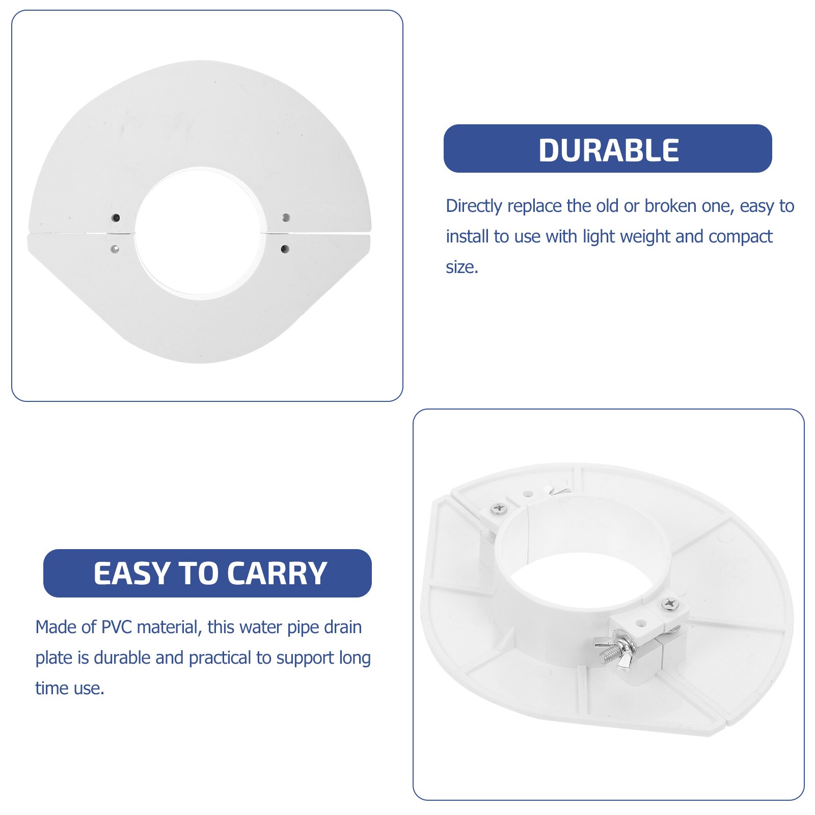 2 Pcs Drainage Pipe Plates PVC Water Pipe Plates Bathroom Pipe Drainage Plates