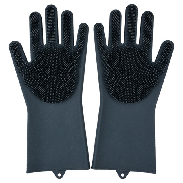 Guantes mágicos de silicona con estropajo para lavado de platos, manoplas de goma, resistentes al calor, para el hogar y la cocina, 1 par: 6