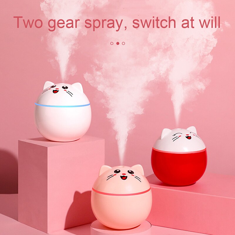 Humidificador de aire para hogar, difusor bonito de gato, purificador, aromaterapia, humidificador de coche