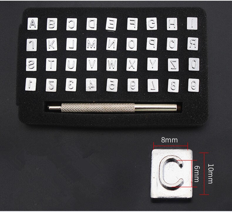 Embossed Stamp Set, Handmade Embossing Stamping Stamps Leather Diy Work Metal Art Craft Tool: 6mm letter 37pcs