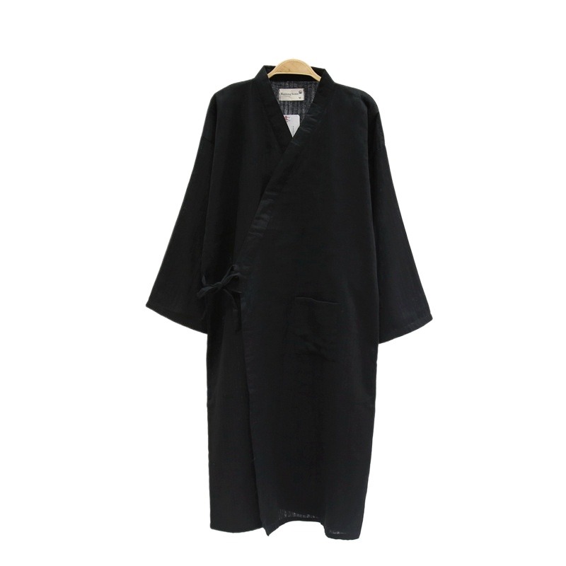 Albornoz de hombre para ducha, camisón de algodón para primavera y verano, Kimono para parejas, pijamas Yukata, cárdigan, bata a rayas, ropa de dormir para el hogar