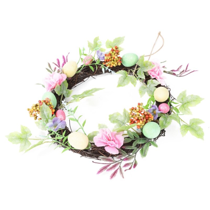 30cm Easter Cross wreat Artificial Wreath Garland Rattan Frame With Easter Cross Garland Halloween Thanksgiving