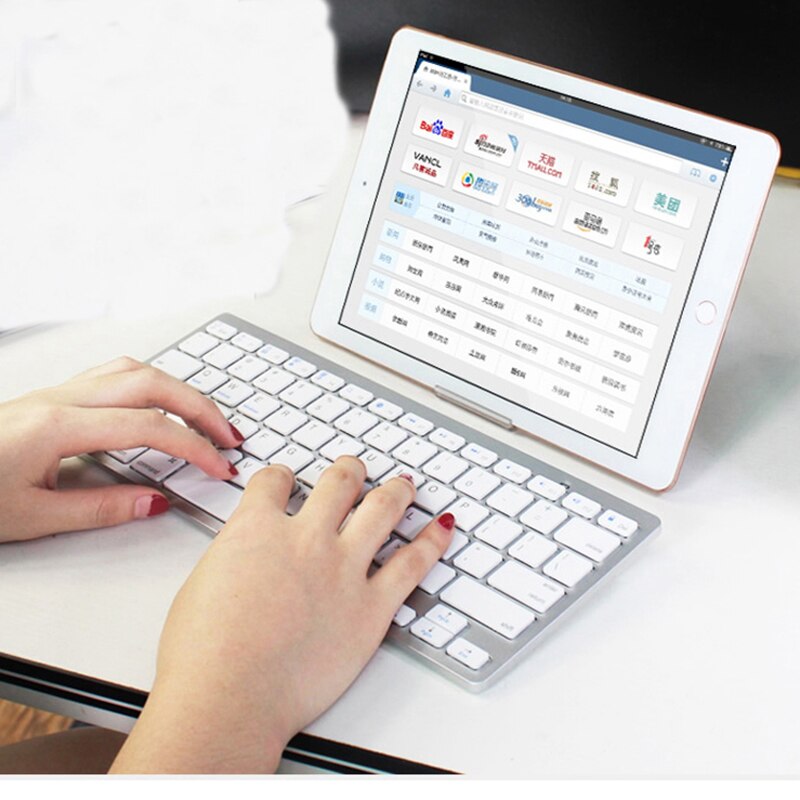 Ultra Slim Bluetooth Toetsenbord Mini Draadloze Toetsenbord 78 Toetsen Russisch/Duits/Korea/Spaans/Frenchfor Windows Os/Apple Mac/Android