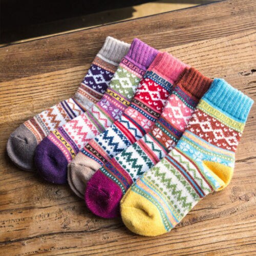 Frauen Mädchen Spezielle aufbringen Socke Wolle Bett Socken draussen drucken gehen Arbeit Winter Thermische Socken