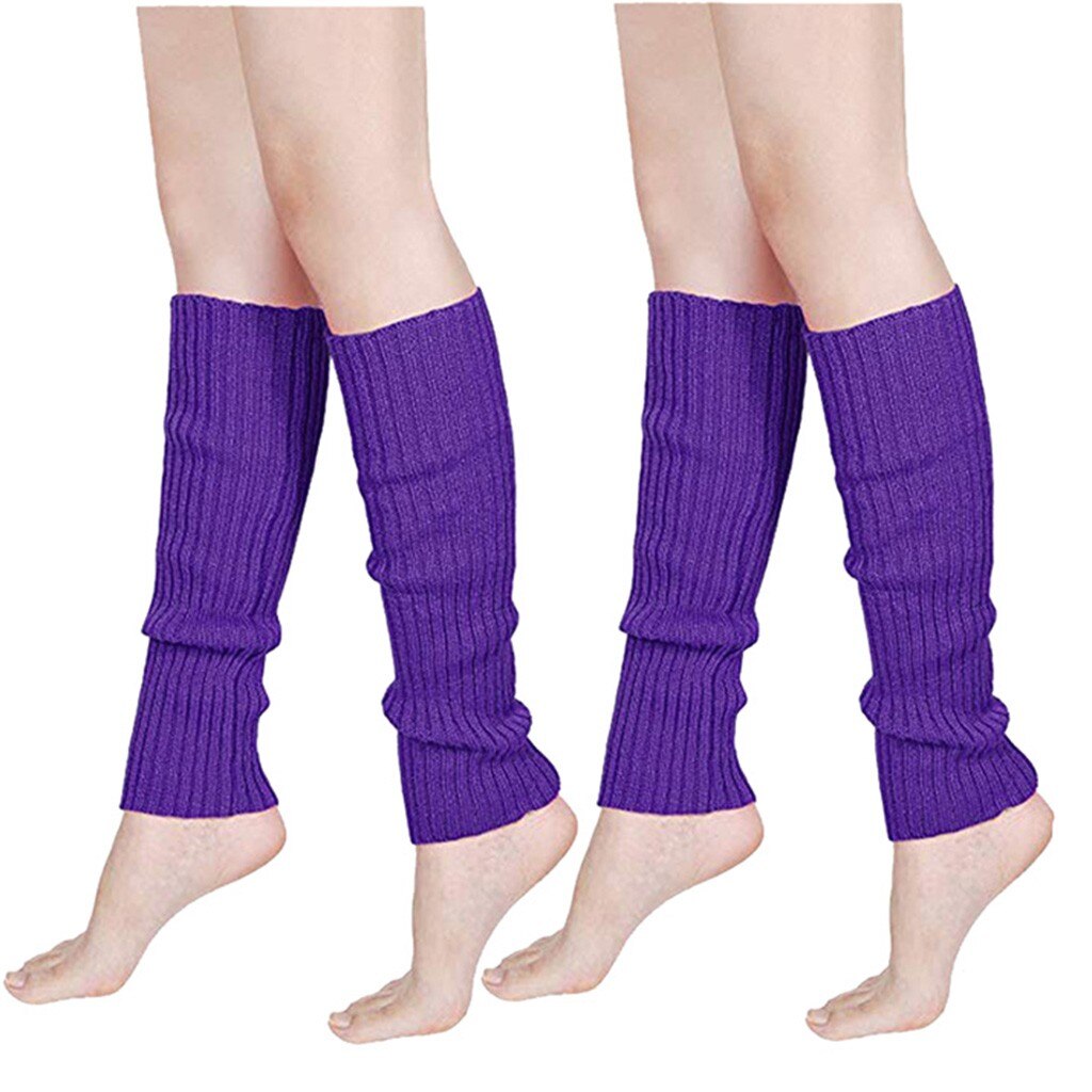Frauen Männer Fluoreszenz Farbe Streifen Stiefel Manschetten Wärmer betroffen Bein Partei Strümpfe bein wärmer Winter calentadores de pierna mujer: LILA