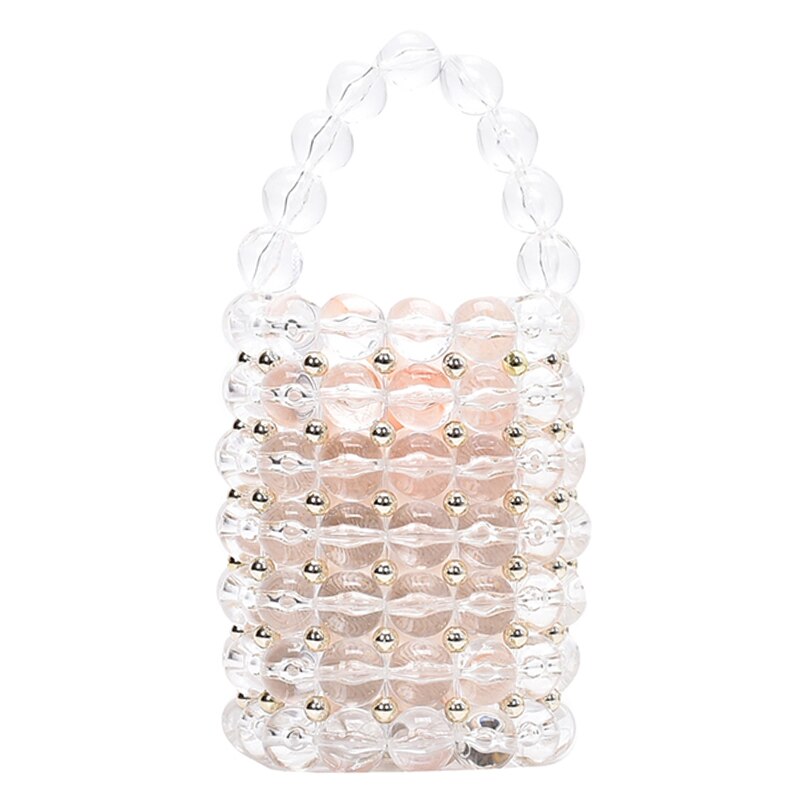 transparent Perlen Tote tasche Sommer Neue frauen Handtasche Mini Eimer tasche SchöNe Schulter Bote Tasche