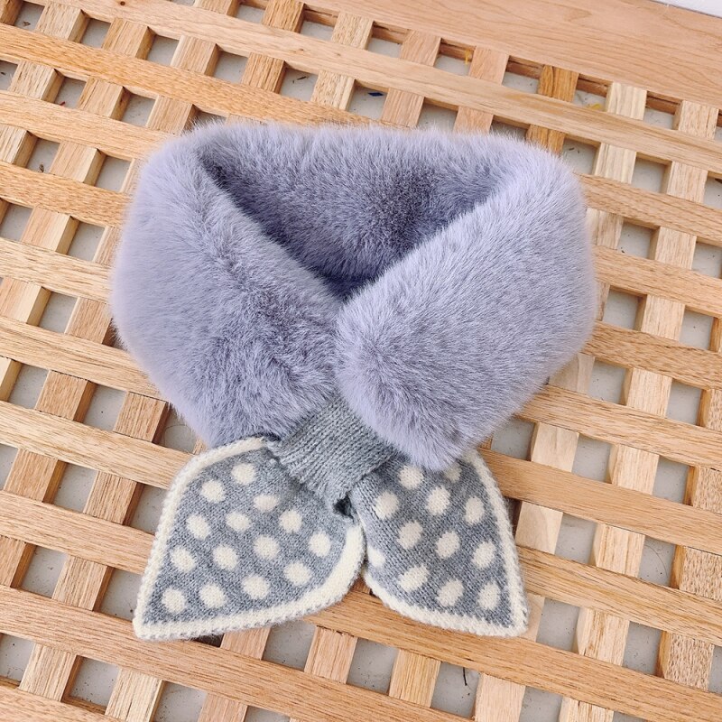 Winter Kids Scarf Boys Girls Warm Solid Knitted Plush Polka Dot Fur Scarf Children Thicken Neck Collar Snood Scarves: H