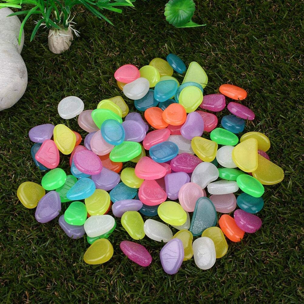 100Pcs Glow In The Dark Pebbles Glow Stones Rocks Lichtgevende Pebble Voor Outdoor Decor Tuin Gazon Yard Aquarium Loopbrug fish Tank
