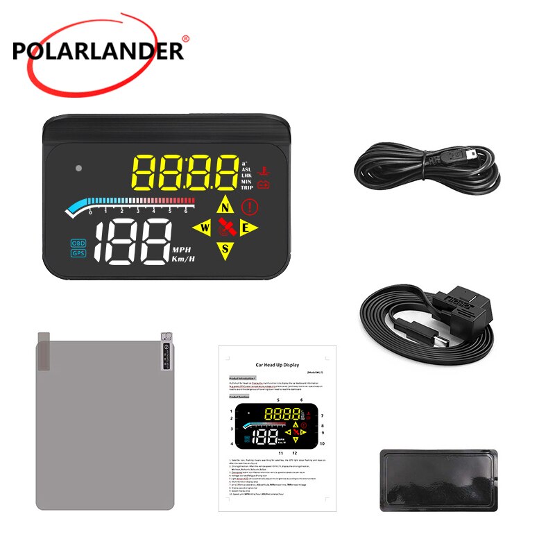 M17 gule og hvite head-up-skjermer (trenger å filme) flerfunksjonsdobbelt system 3.5- tommers obd+gps hud