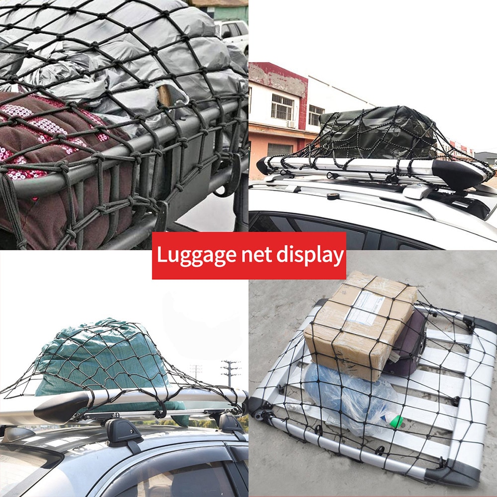 4'x6' Luggage Net Bungee Cargo Net Strech Super Duty Mesh Holds Adjustable Hooks for Rooftop Cargo Carrier Car Accessories