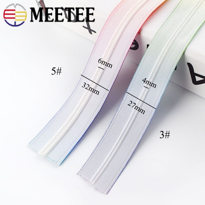 5M 3#5# Nylon Zippers Coil Open-End Waterproof Zipper with Slider for Sports Coat Clothes Bag Invisible Zip DIY Sewing Accessory