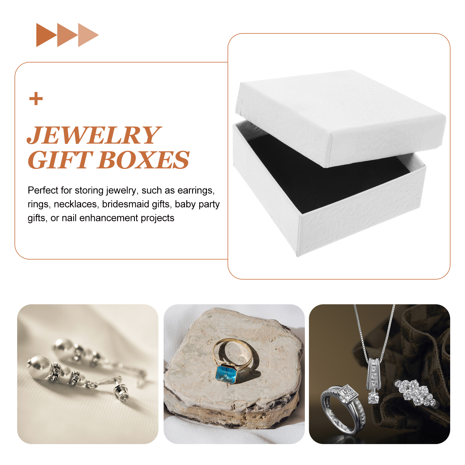 12 Stück kleine Schmuck-Ring-Verpackung, Karton, Geschenkboxen, Halskette, Ohrringe für Armbinde, Weiß