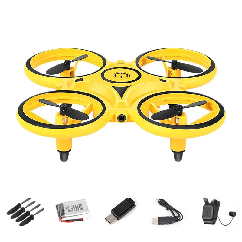 2.4G Gravity Sensor Infrared Induction Hand Watch Controlled Altitude Hold Drone: Yellow