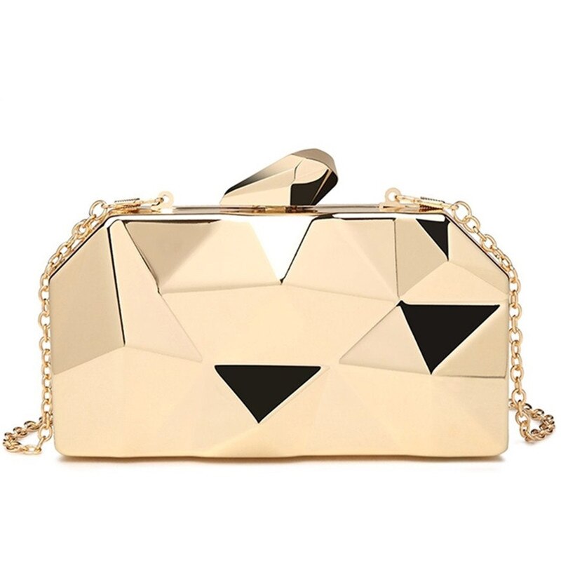 Gold Acryl Box Geometrische Abend Tasche Kupplung taschen Elegent Kette Frauen Handtasche Für Party Schulter Tasche Für Hochzeit/Dating /Party: gold