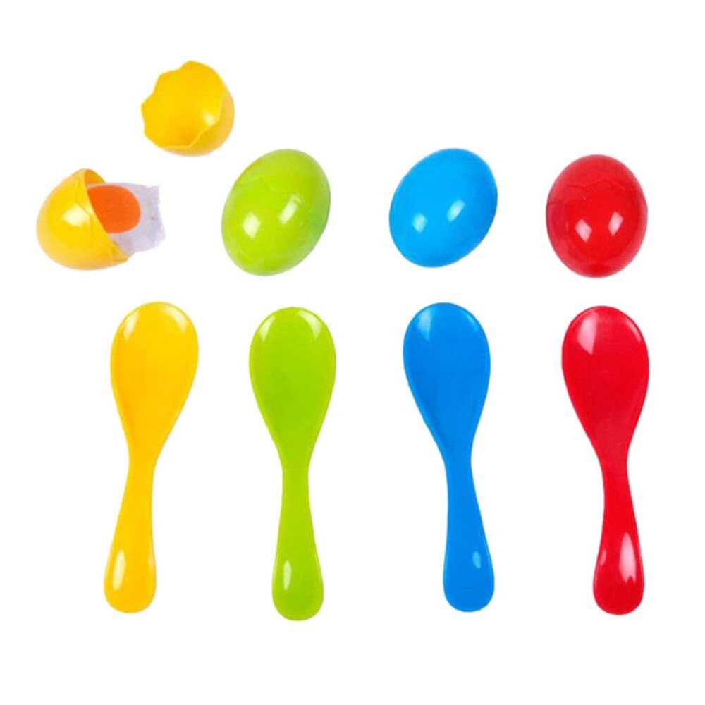 Juego de carrera de huevo y cuchara para niños, juego divertido para fiestas, salidas familiares, competición, equilibrio de huevo, juego para correr