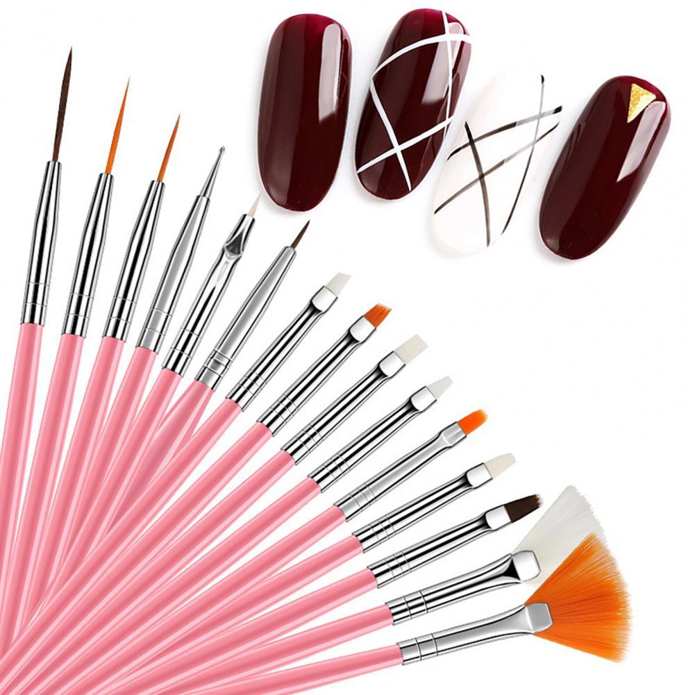 15 st/set uv gel pensel liner målarpenna akryl ritningspensel för naglar gradient strass handtag manikyr nail art verktyg