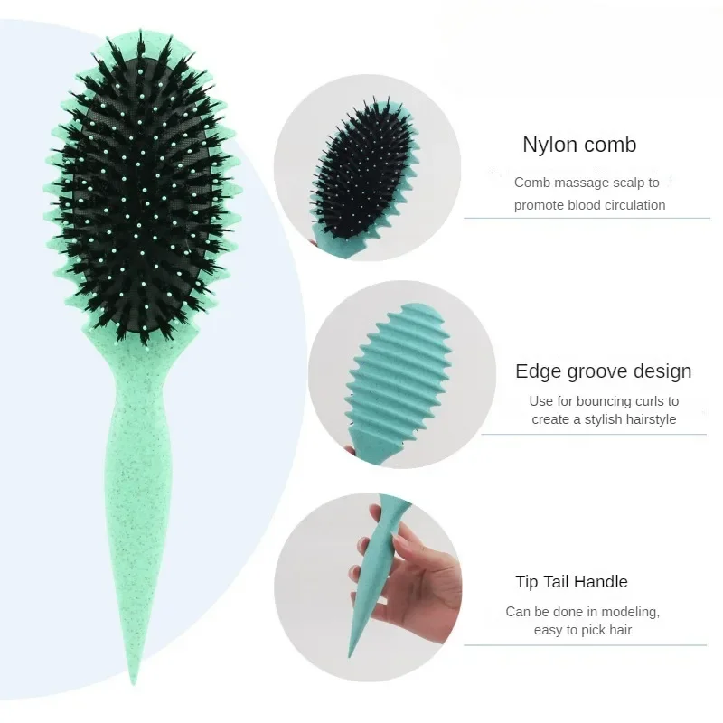 Cepillo de pelo rizado, cepillo de estilismo, cerdas de jabalí, peine para Barba, cepillo para desenredar, herramientas de estilismo multiusos para el hogar