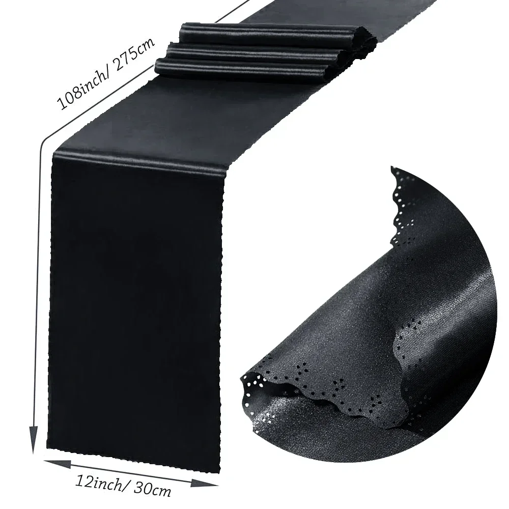 30 cm x 275cm(12*108 tum) bröllops satinbordlöpare sidenband bordsflaggor för banketter fest ljus matbordsdekoration: Vit