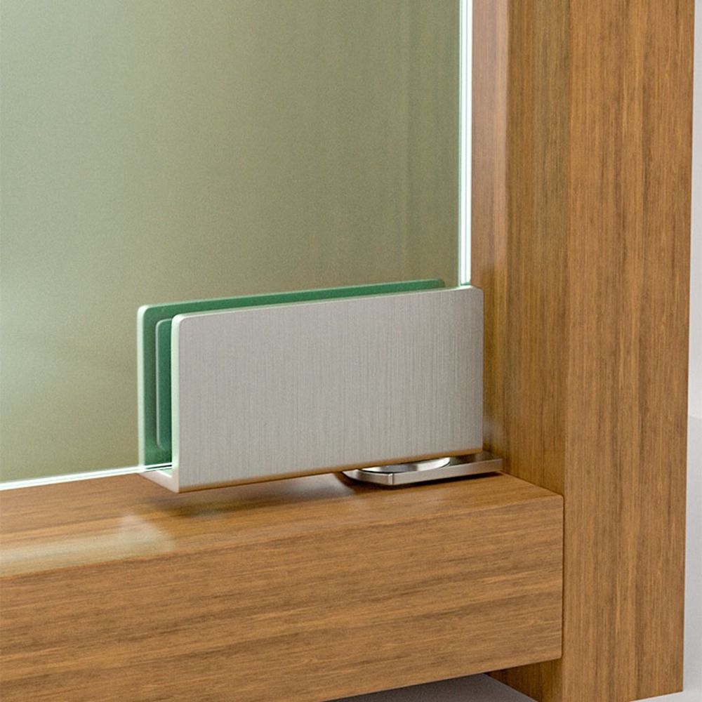 Bisagra de puerta de vidrio sin perforar, 2 piezas, para vitrina, armario de vidrio, montaje lateral, herrajes para muebles de acero inoxidable