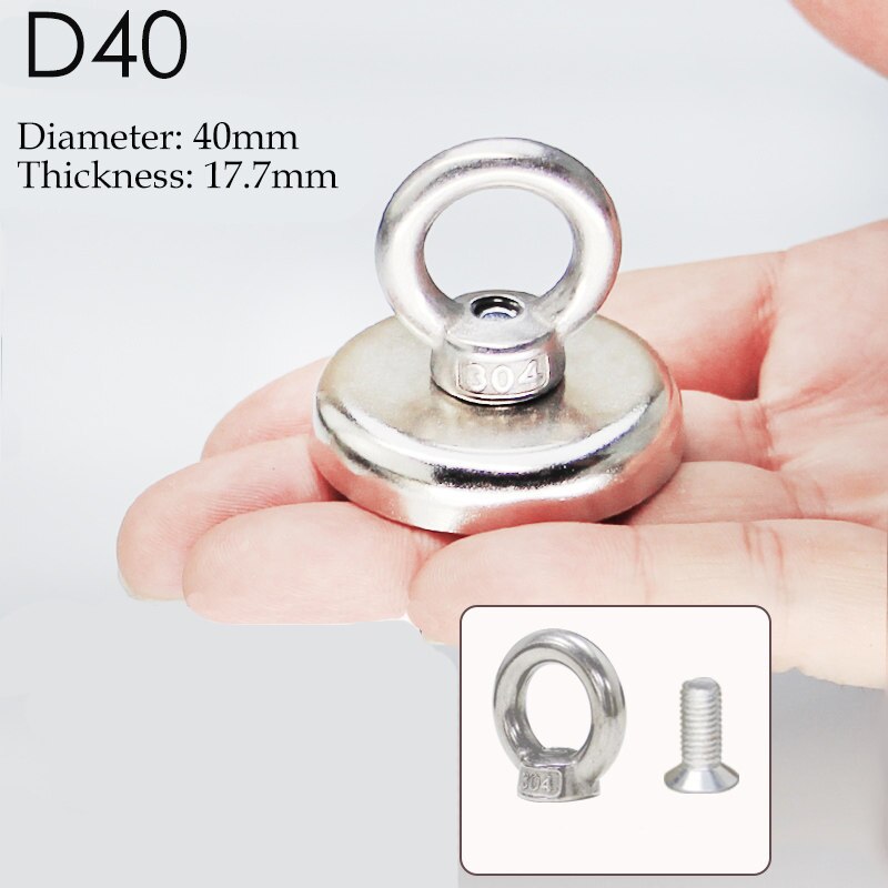 Super Powerful Hole Circular Ring Salvage Magnet Permanent Neodymium Hook Magnet Deap Sea Salvage Equipments D36mm 29kg D32: G259193