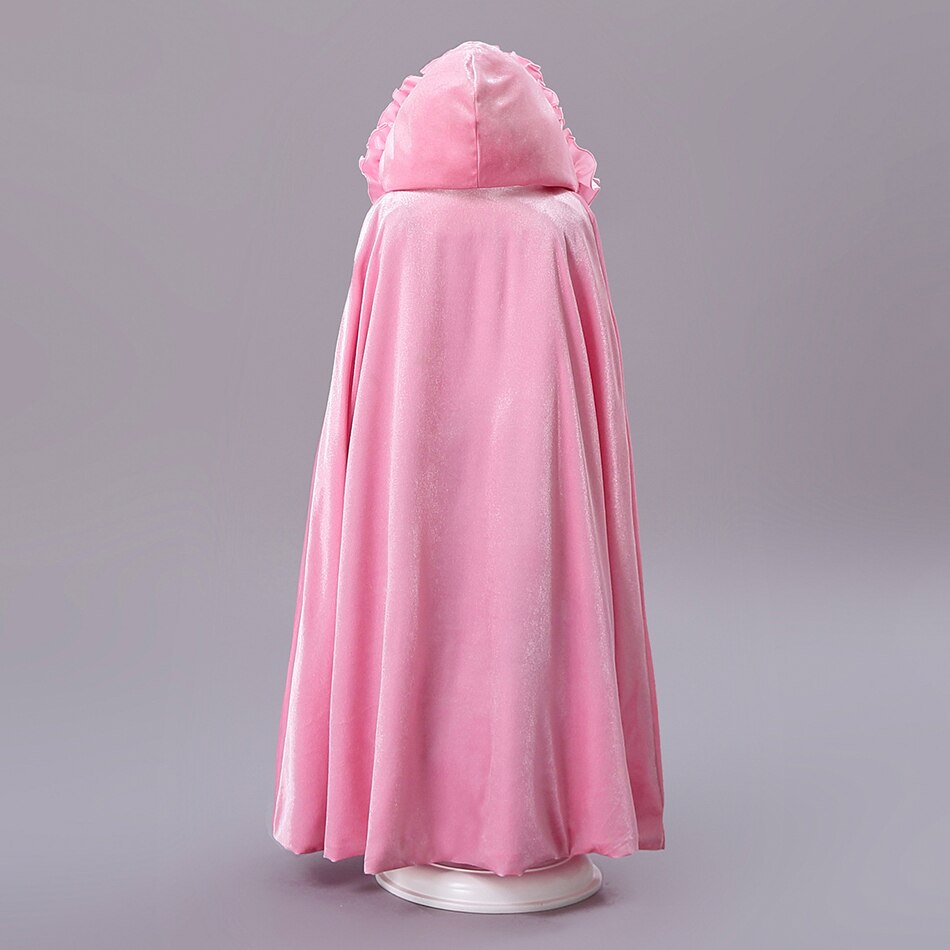 Girls Princess Long Cloak Elsa Belle Party Hooded Cloak Cinderella Aurora Ariel Sofia Rapunzel Christmas Cosplay Gown Costumes