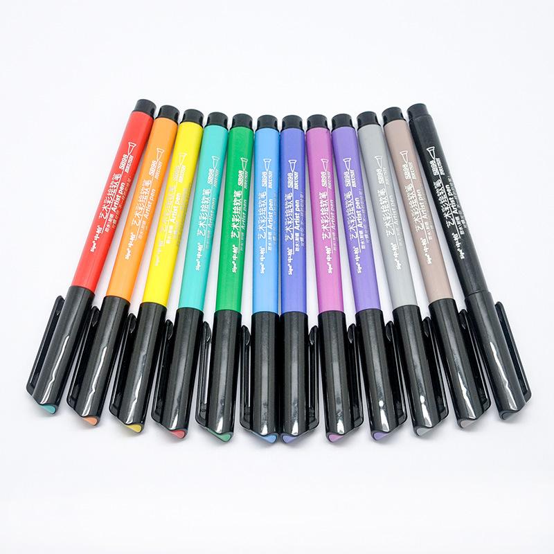 12 Kleur Kunstenaar Water Kleur Pennen Zachte Borstel Tips Waterdicht Voor Tekening Kaart Album Diy Scrawl Calligrahy Schrijven